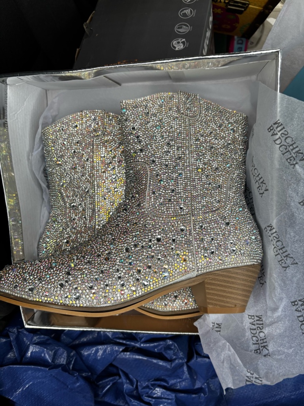 Badgley Mischka Sparkly Cowgirl Boots Kids Cowboy Boots Party Dress Heels